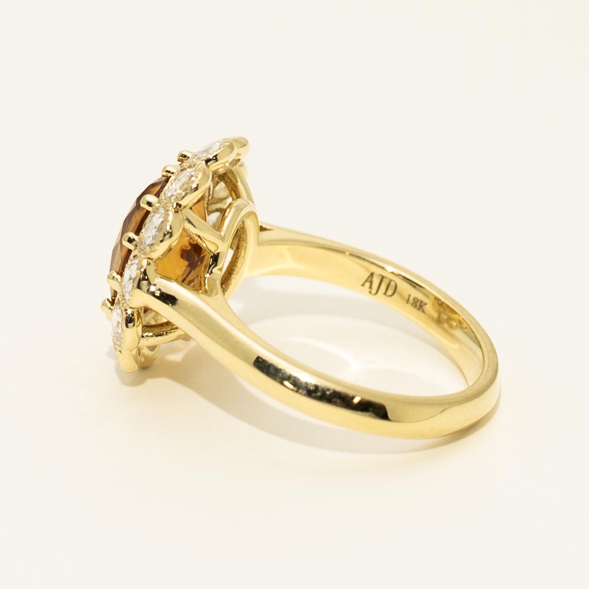 Oval Citrine Ring in 18kt Yellow Gold with Diamonds (1ct tw)
