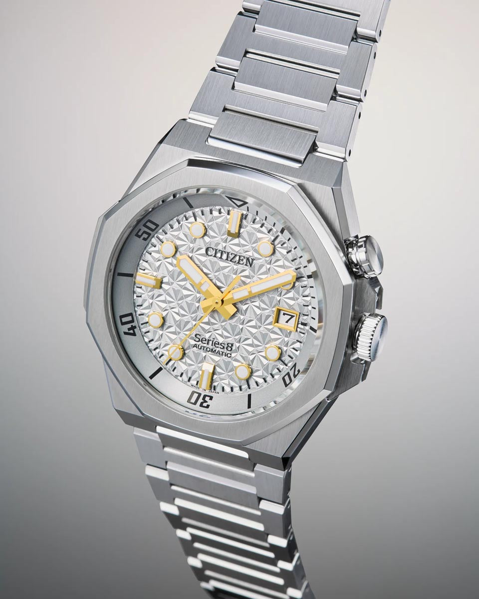 Citizen Limited Edition Series 8 Watch with White Dial and Stainless Steel Bracelet (42.6mm and automatic movemet)