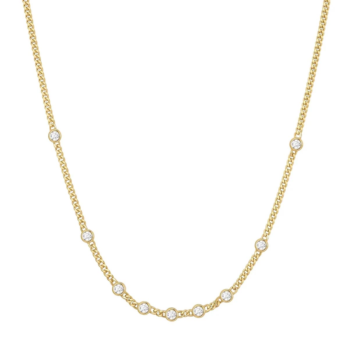 Ania Haie Cubic Zirconia Bezel Station Necklace in Sterling Silver with 14kt Gold Plate