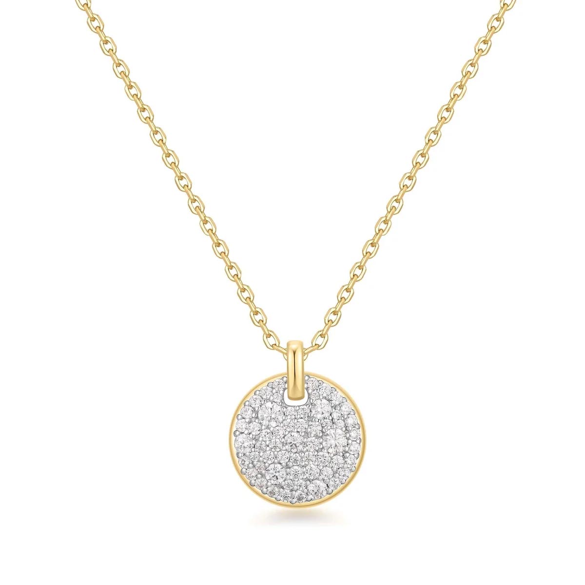 Ania Haie Cubic Zirconia Disc Necklace in Sterling Silver with 14kt Gold Plate