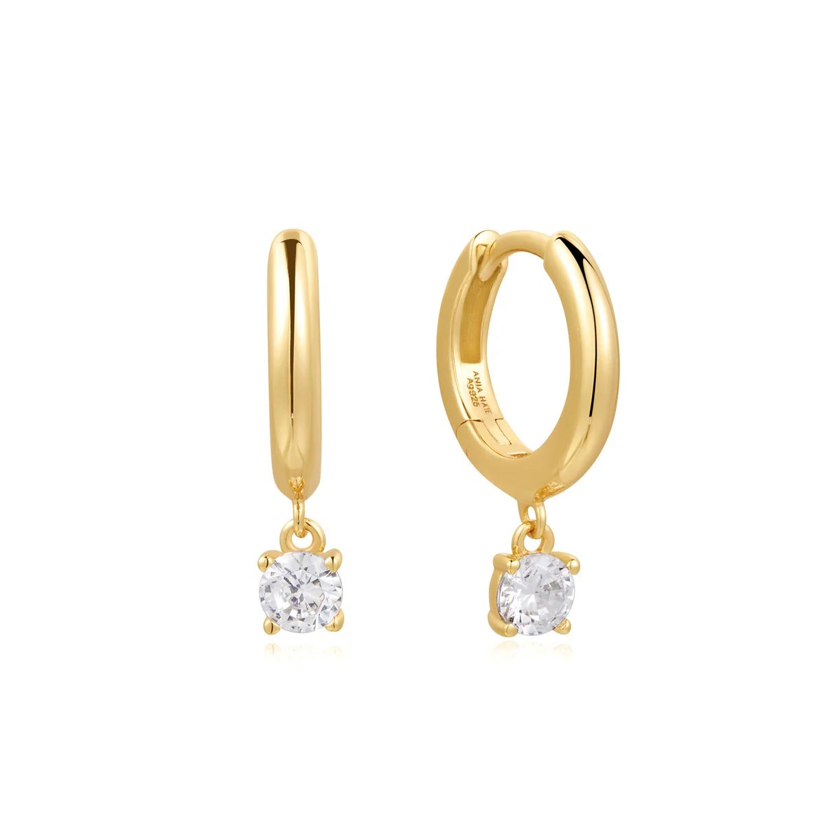 Ania Haie Cubic Zirconia Huggie Hoop Earrings in Sterling Silver with 14kt Gold Plate