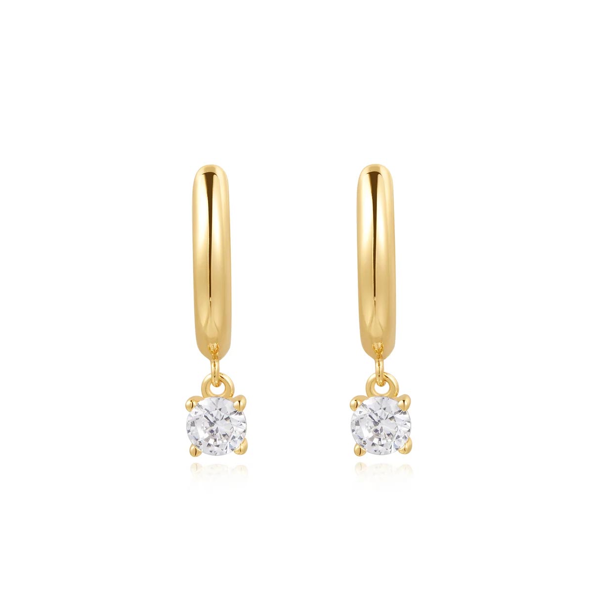 Ania Haie Cubic Zirconia Huggie Hoop Earrings in Sterling Silver with 14kt Gold Plate