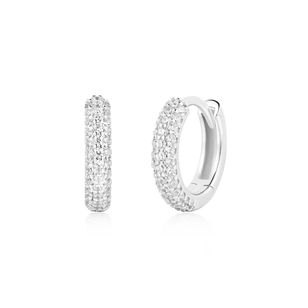 Ania Haie Cubic Zirconia Huggie Hoop Earrings in Sterling Silver