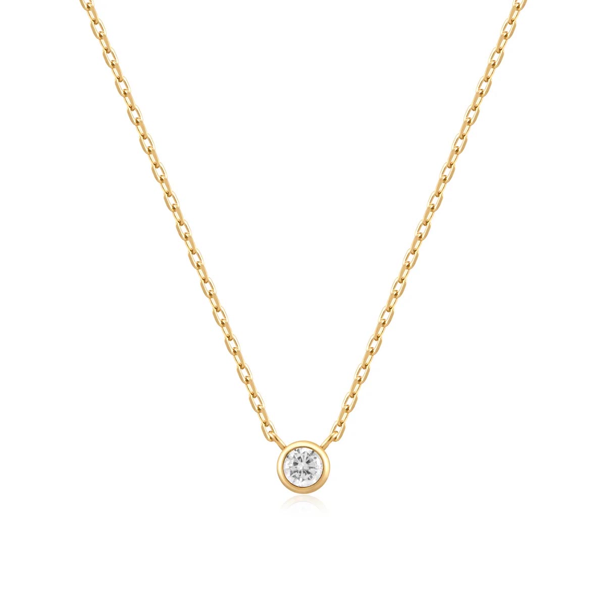 Ania Haie Cubic Zirconia Bezel Necklace in Sterling Silver with 14kt Gold Plate