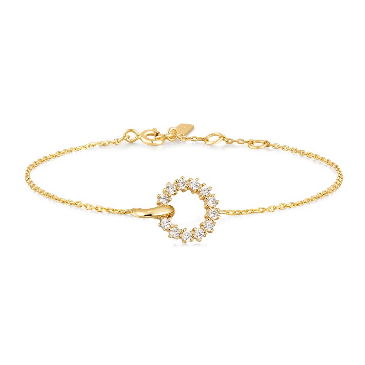 Ania Haie Cubic Zirconia Interlocking Circle Bracelet in Sterling Silver with 14kt Gold Plate