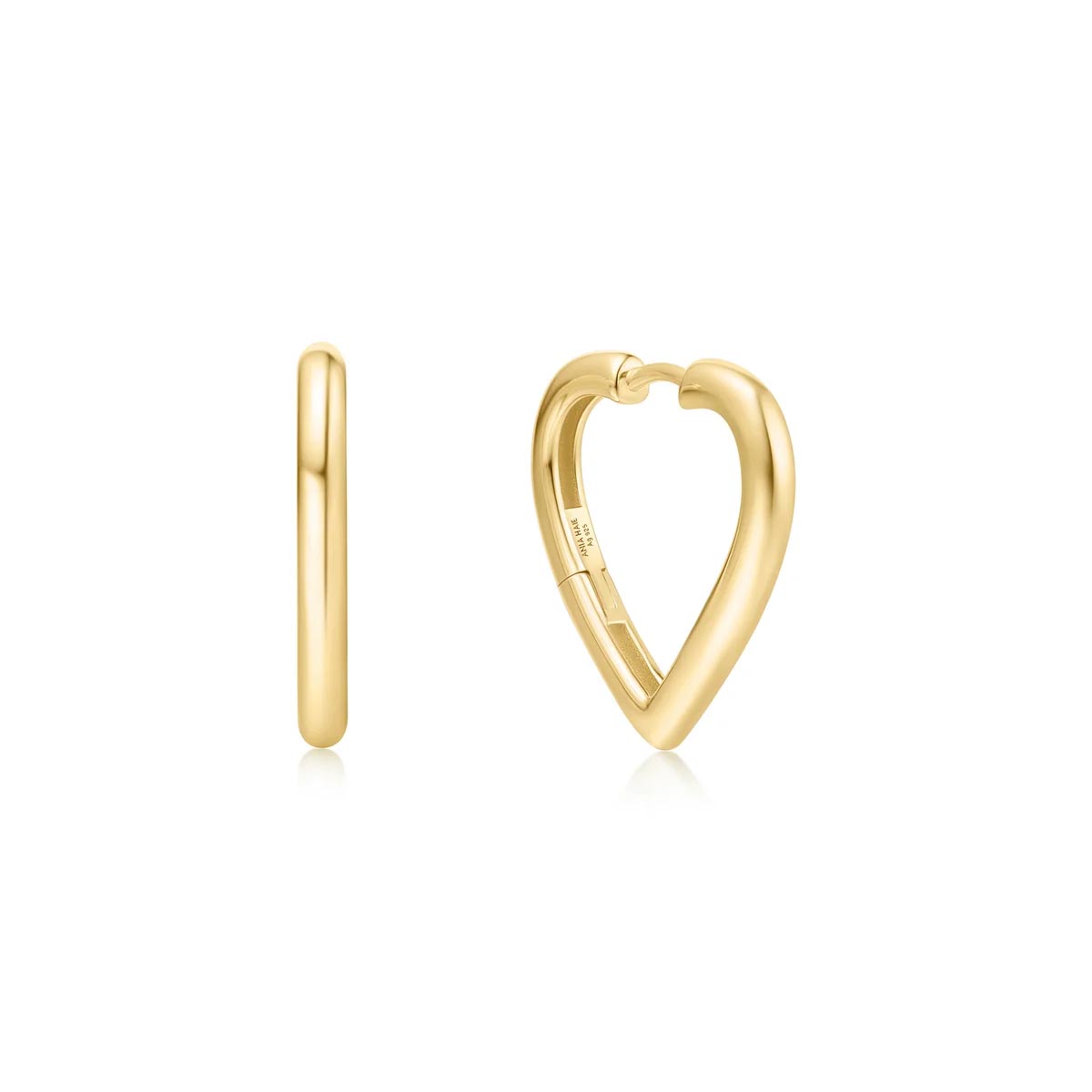 Ania Haie Medium Heart Hoop Earrings in Sterling Silver with 14kt Gold Plate