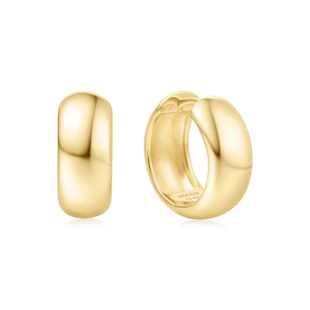 Ania Haie Medium Huggie Hoop Earrings in Sterling Silver with 14kt Gold Plate