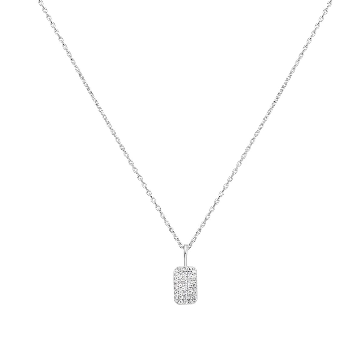 Ania Haie Small Cubic Zirconia Tag Necklace in Sterling Silver