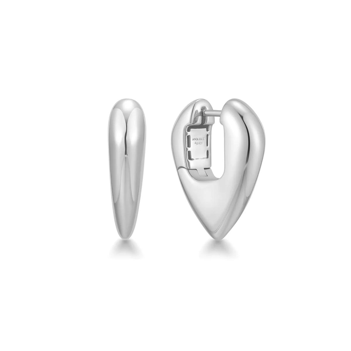 Ania Haie Puffy Shield Hoop Earrings in Sterling Silver