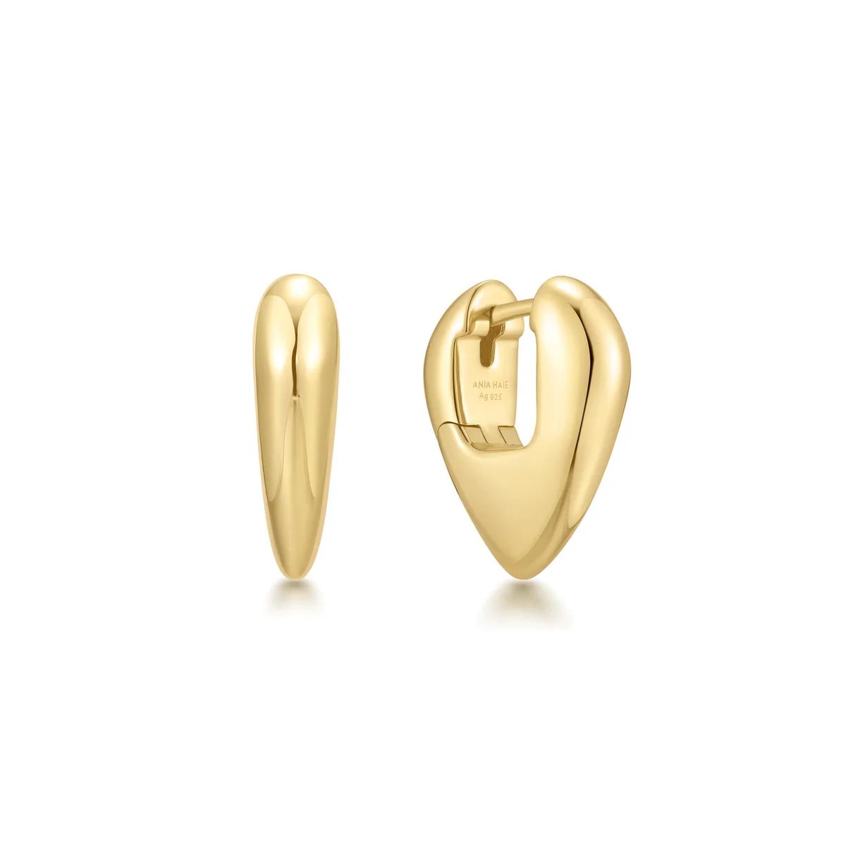 Ania Haie Puffy Shield Hoop Earrings in Sterling Silver with 14kt Gold Plate