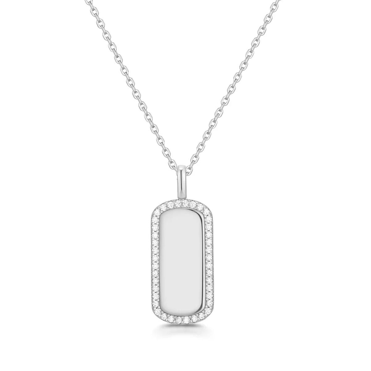 Ania Haie Cubic Zirconia Tag Necklace in Sterling Silver