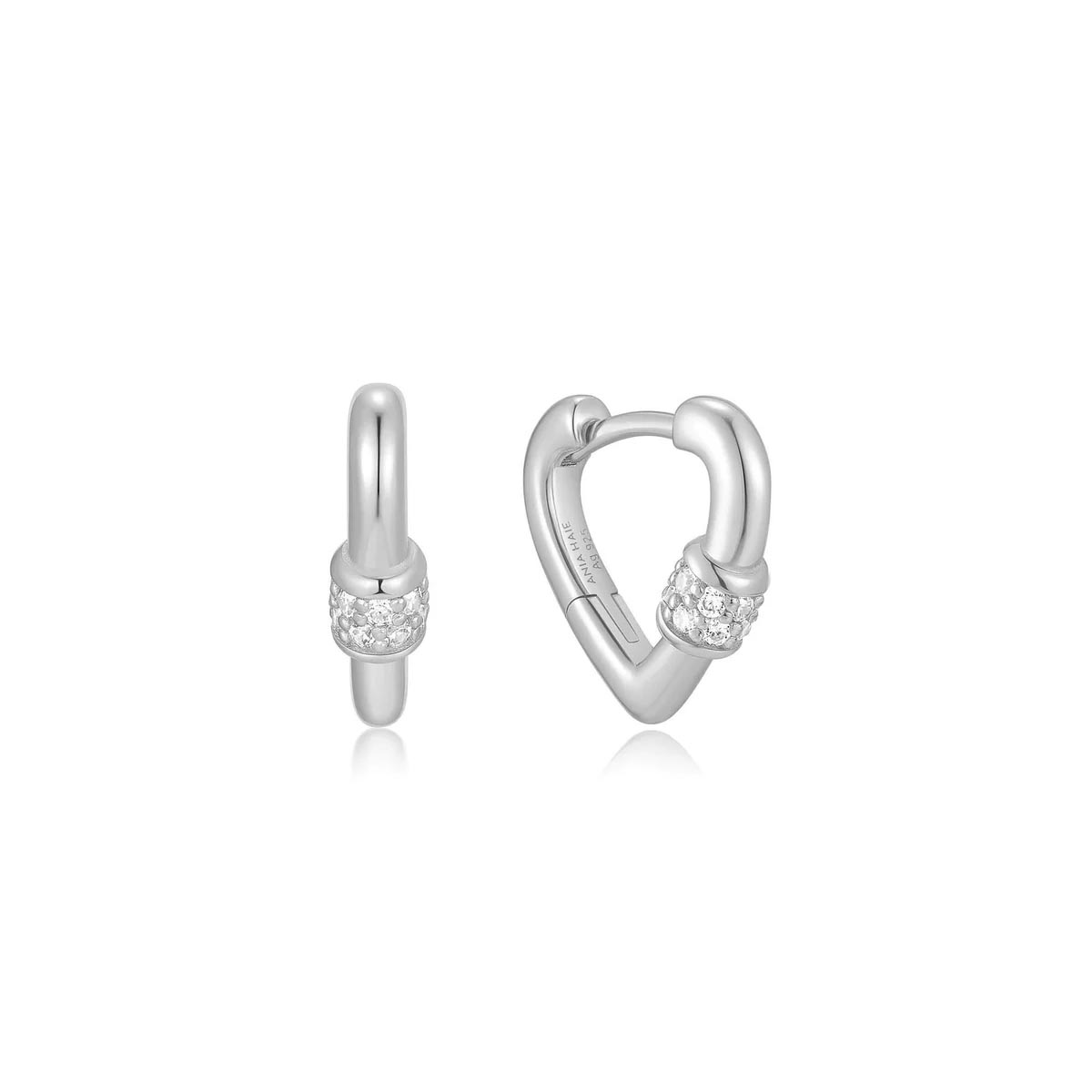 Ania Haie Cubic Zirconia Mini Heart Huggie Hoop Earrings in Sterling Silver