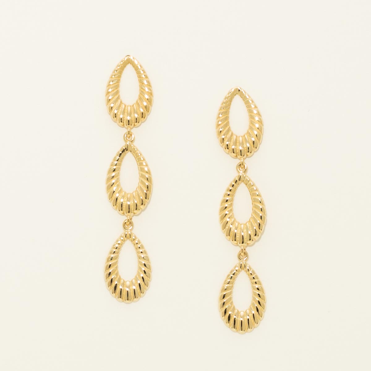 Triple Tear Drop Earrings in 14kt Yellow Gold