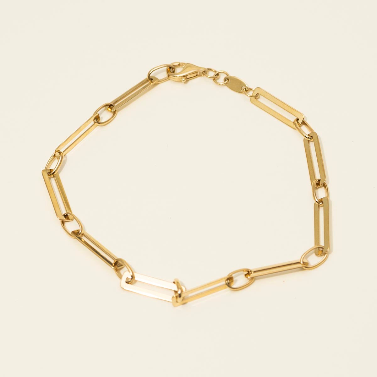Paperclip Link Bracelet in 14kt Yellow Gold (7.5 inches and 3.9mm wide)