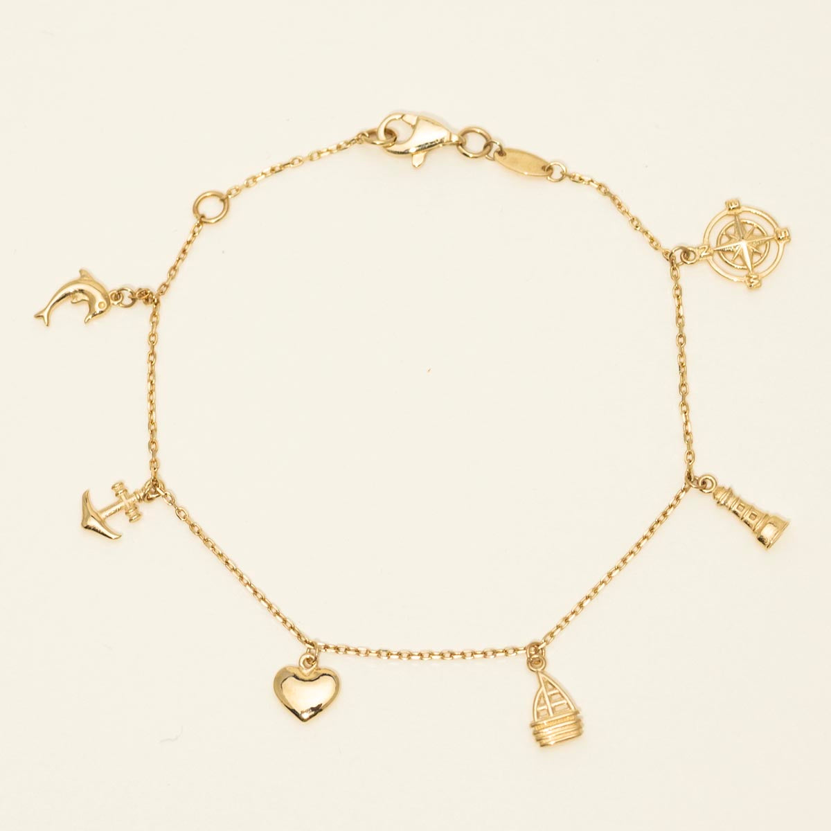 Nautical Charm Bracelet in 14kt Yellow Gold