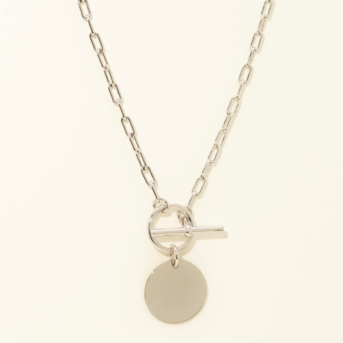 Disc Toggle Necklace in Sterling Silver
