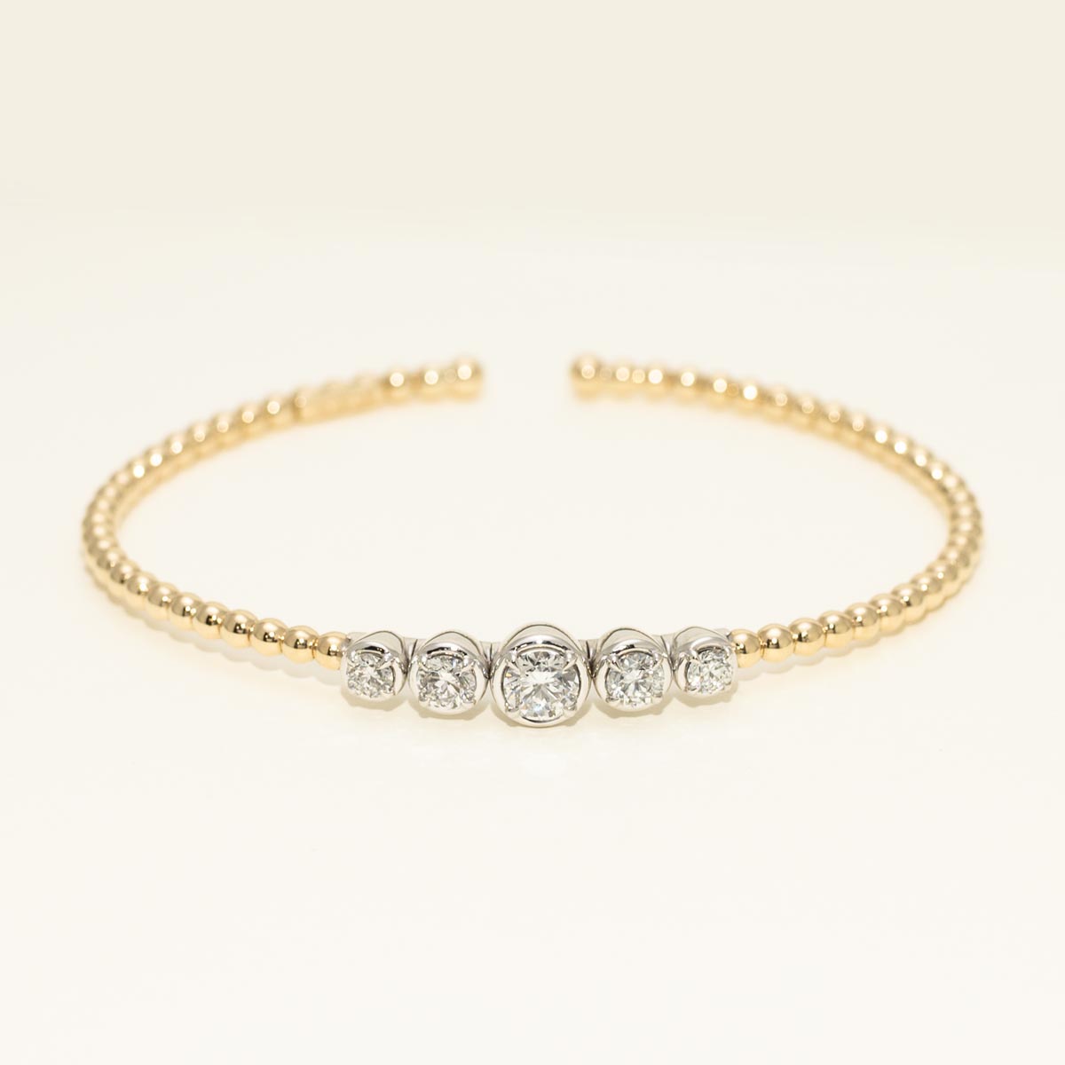 Lab Grown Diamond Bezel Flexible Bracelet in 14kt White and Yellow Gold (1 1/4ct tw)