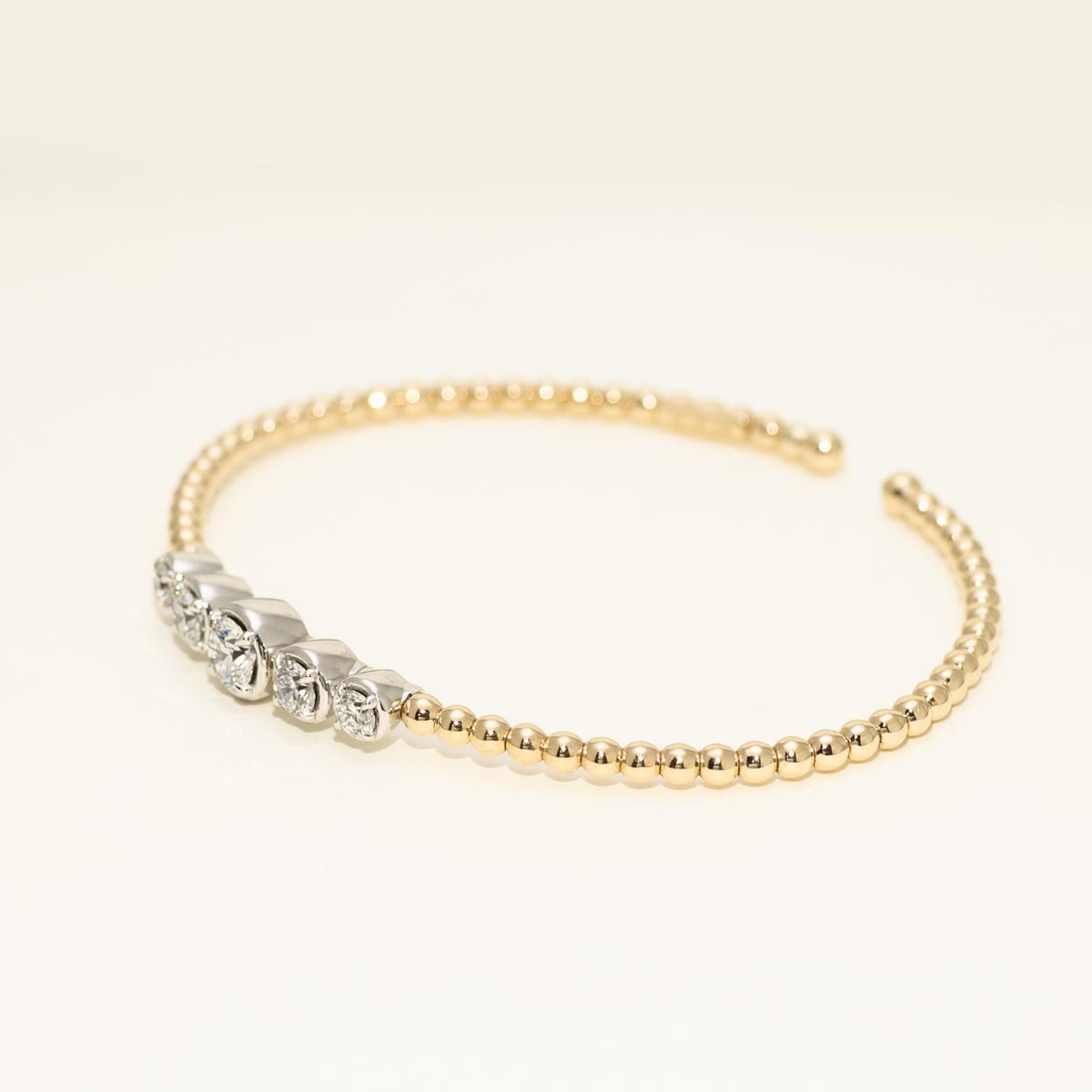 Lab Grown Diamond Bezel Flexible Bracelet in 14kt White and Yellow Gold (1 1/4ct tw)
