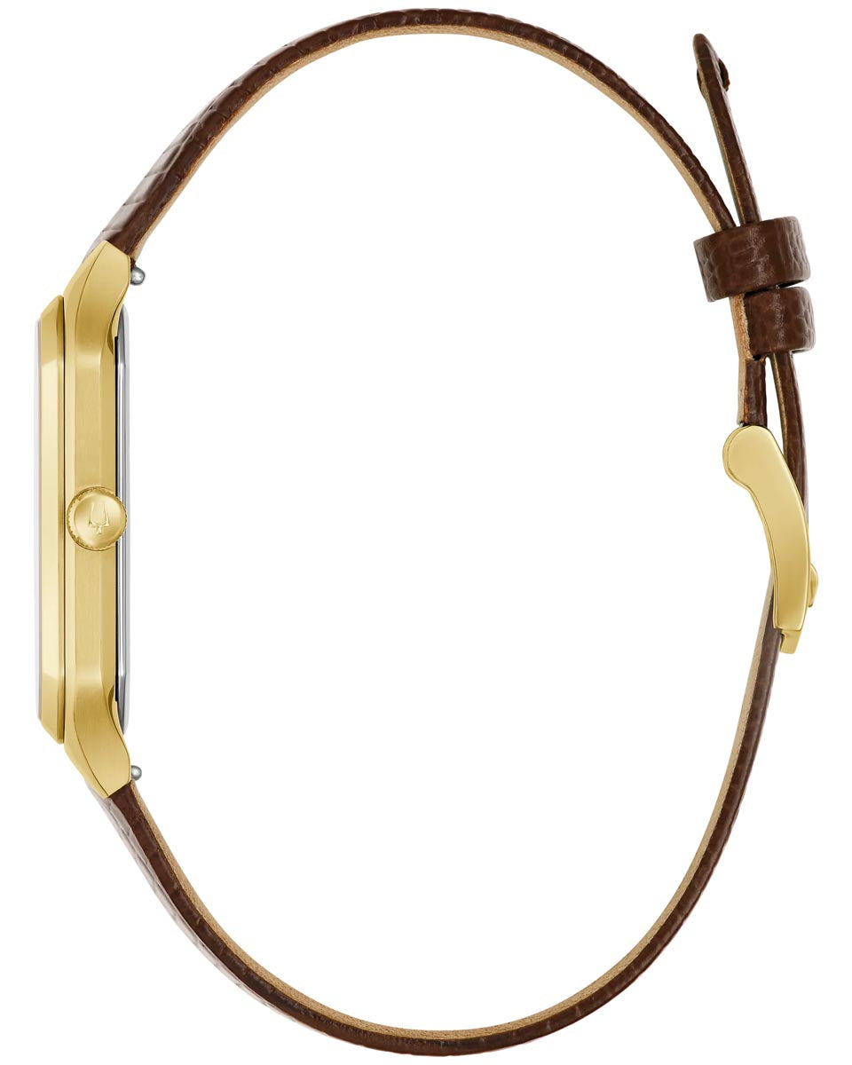 Bulova Tony Bennett Watch with Black Dial and Brown Leather Strap (32mm and quartz movement)