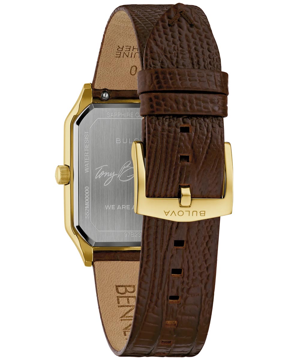 Bulova Tony Bennett Watch with Black Dial and Brown Leather Strap (32mm and quartz movement)