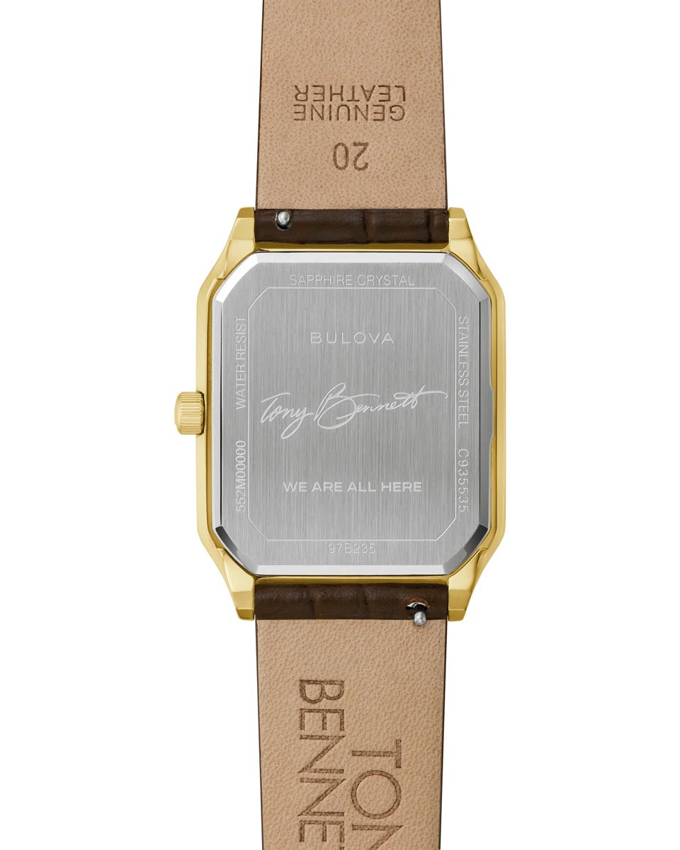 Bulova Tony Bennett Watch with Black Dial and Brown Leather Strap (32mm and quartz movement)