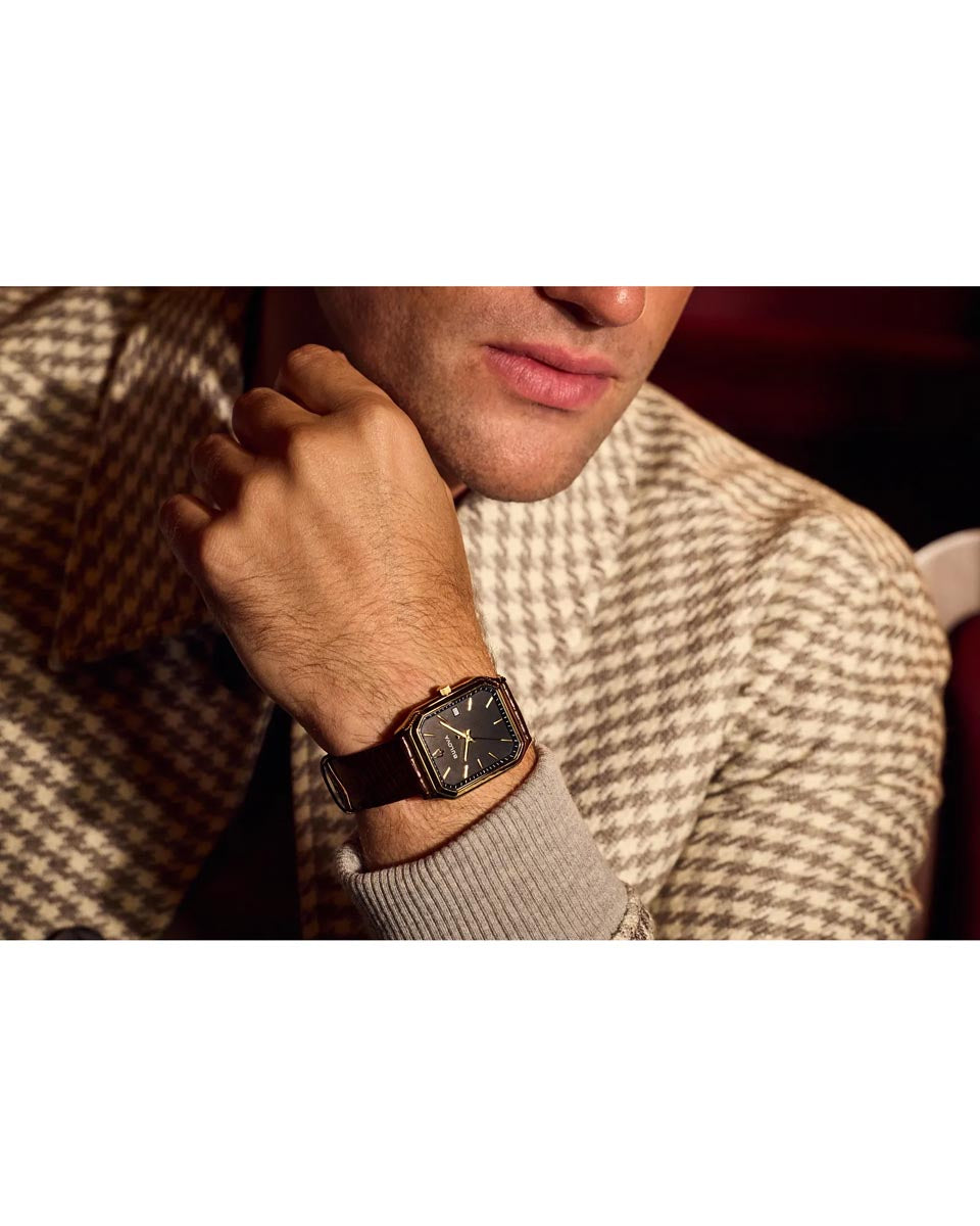 Bulova Tony Bennett Watch with Black Dial and Brown Leather Strap (32mm and quartz movement)