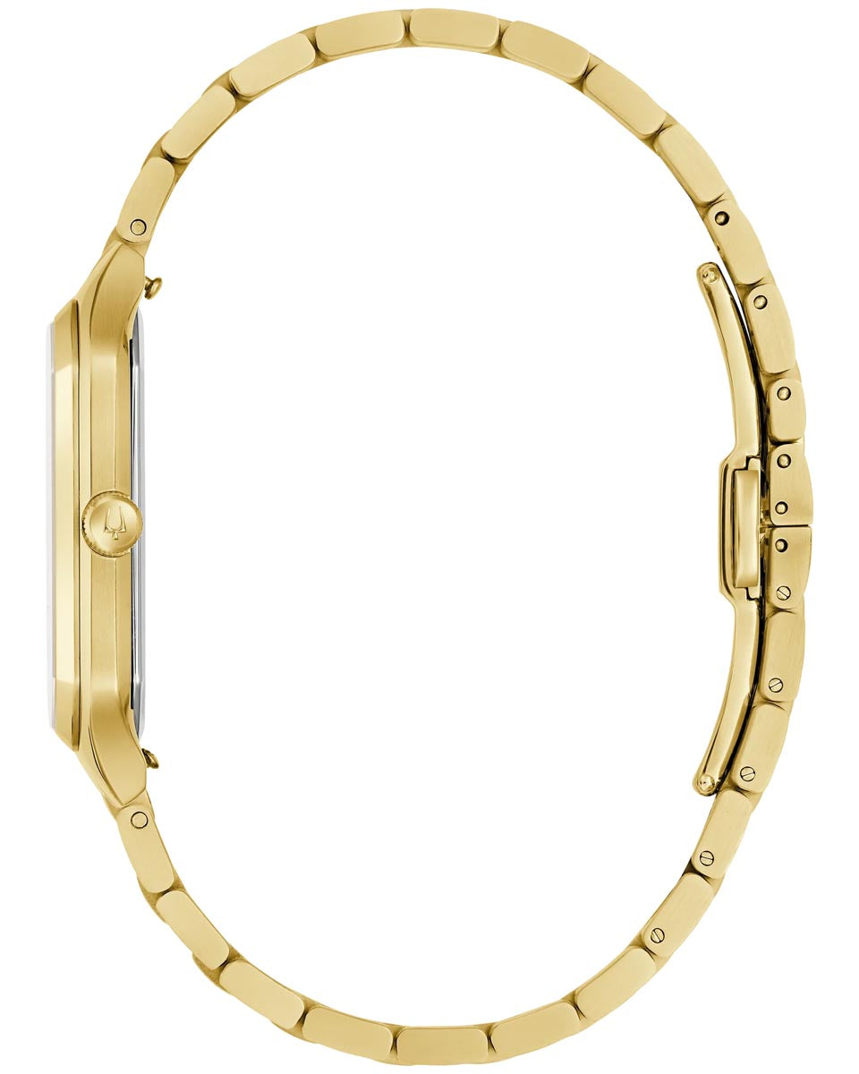 Bulova Tony Bennett Watch with White Dial and Yellow Stainless Steel Bracelet (32mm and quartz movement)