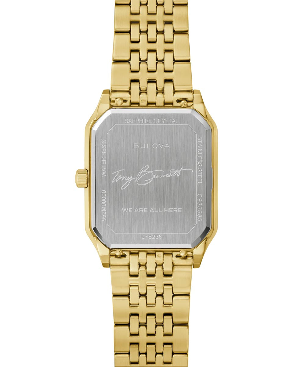 Bulova Tony Bennett Watch with White Dial and Yellow Stainless Steel Bracelet (32mm and quartz movement)