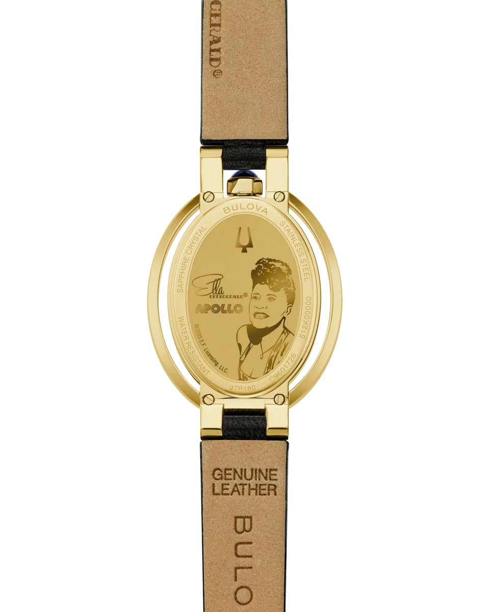Bulova Special Edition Rubaiyat "Ella" Watch with White Dial and Black Leather Strap (28.8mm and quartz movement)