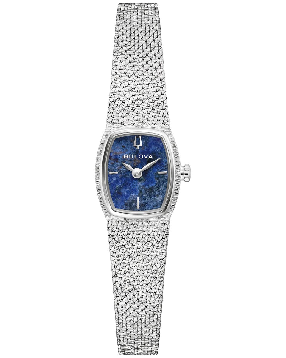 Bulova Goddess of Time Watch with Blue Sodalite Dial and White Stainless Steel Bracelet (17mm and quartz movement)