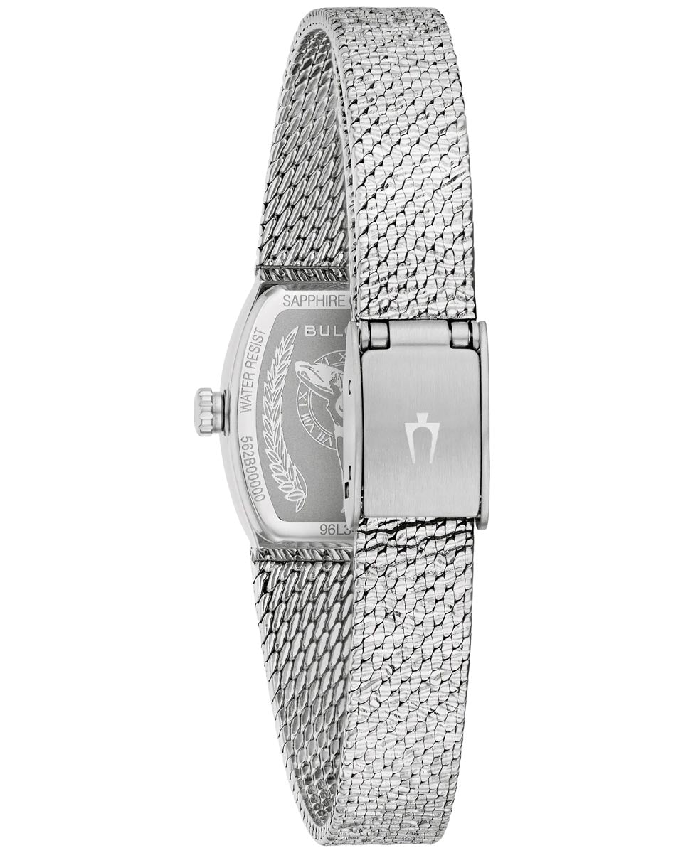 Bulova Goddess of Time Watch with Blue Sodalite Dial and White Stainless Steel Bracelet (17mm and quartz movement)