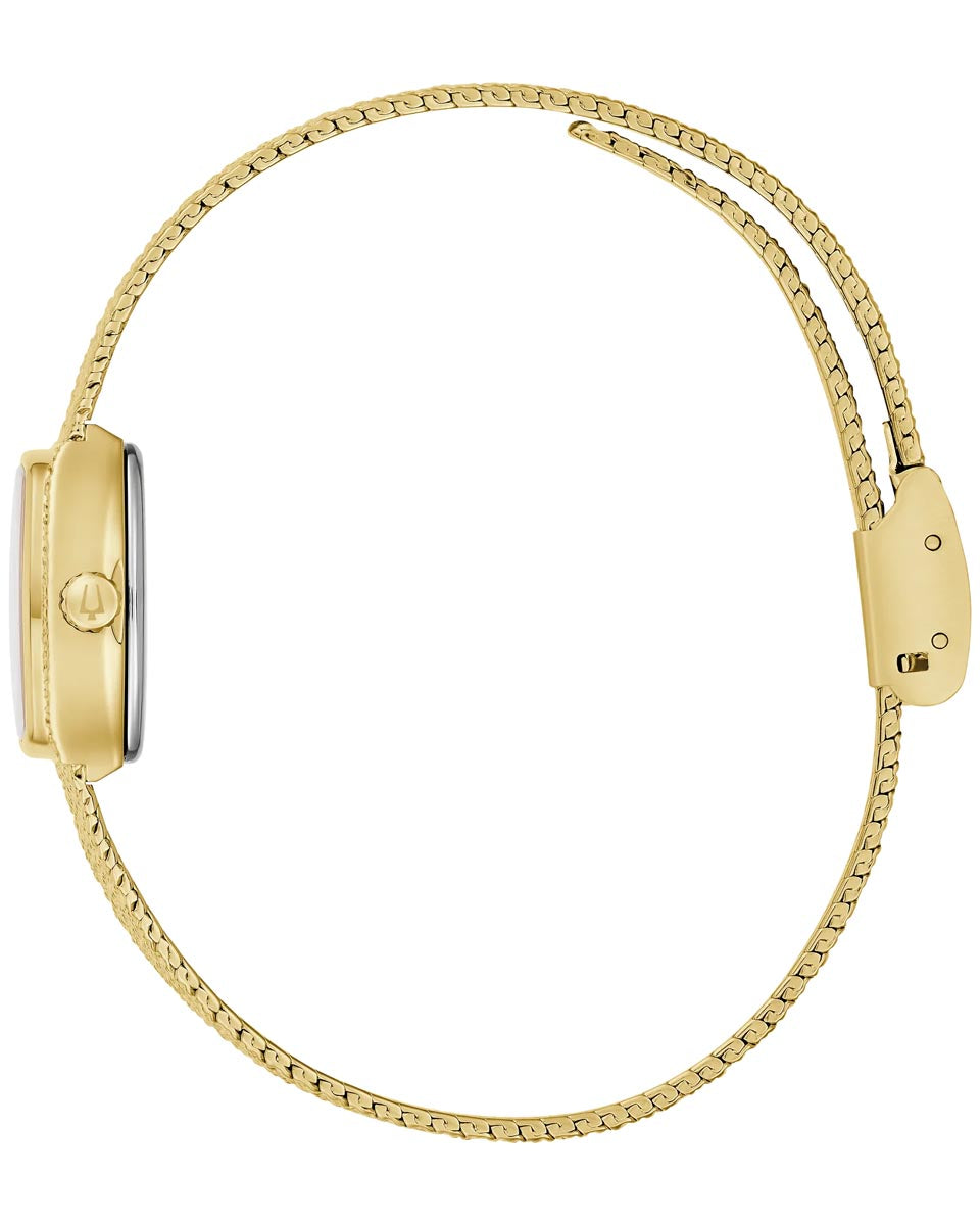 Bulova Goddess of Time Watch with Green Malachite Dial and Yellow Stainless Steel Bracelet (17mm and quartz movement)