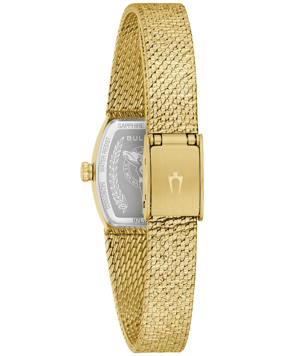 Bulova Goddess of Time Watch with Green Malachite Dial and Yellow Stainless Steel Bracelet (17mm and quartz movement)
