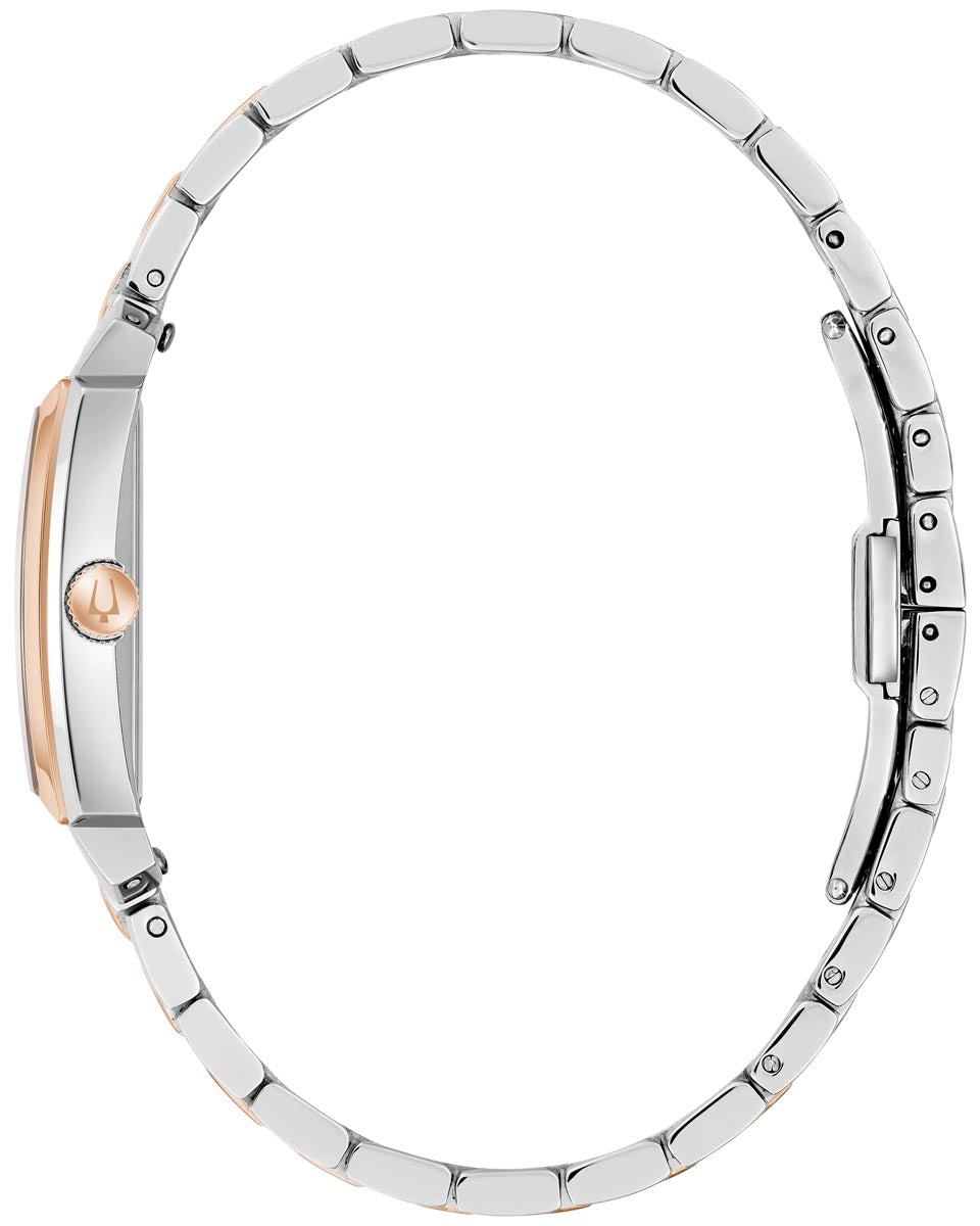Bulova Sutton Watch with White Dial and White and Pink Stainless Steel Bracelet (25mm and quartz movement)