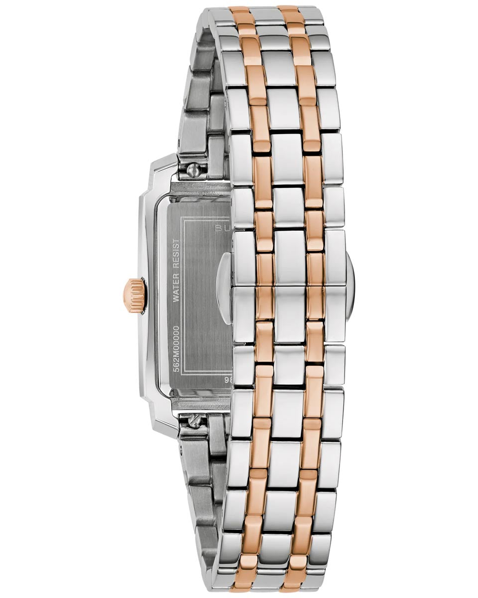 Bulova Sutton Watch with White Dial and White and Pink Stainless Steel Bracelet (25mm and quartz movement)