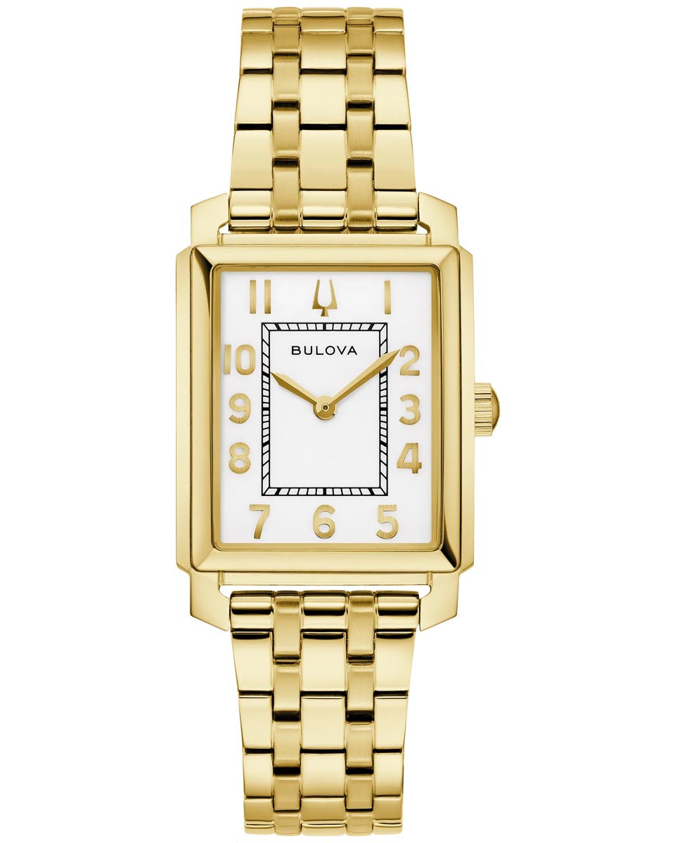Bulova Sutton Watch with White Dial and Yellow Stainless Steel Bracelet (25mm and quartz movement)