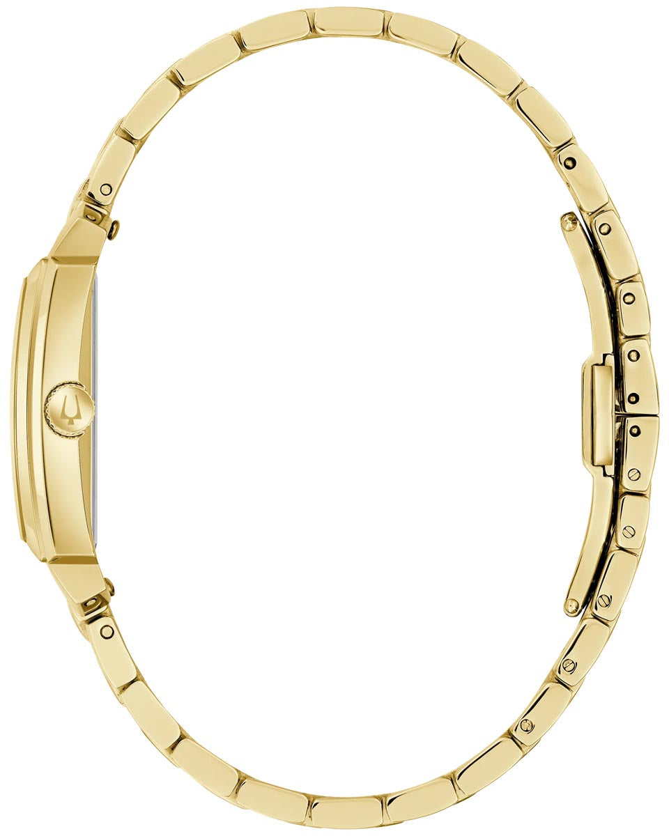Bulova Sutton Watch with White Dial and Yellow Stainless Steel Bracelet (25mm and quartz movement)