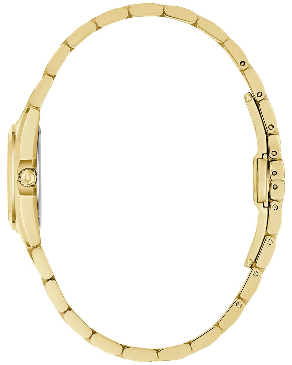 Bulova Surveyor Watch with Pink Dial and Yellow Stainless Steel Bracelet (22.7mm and quartz movement)