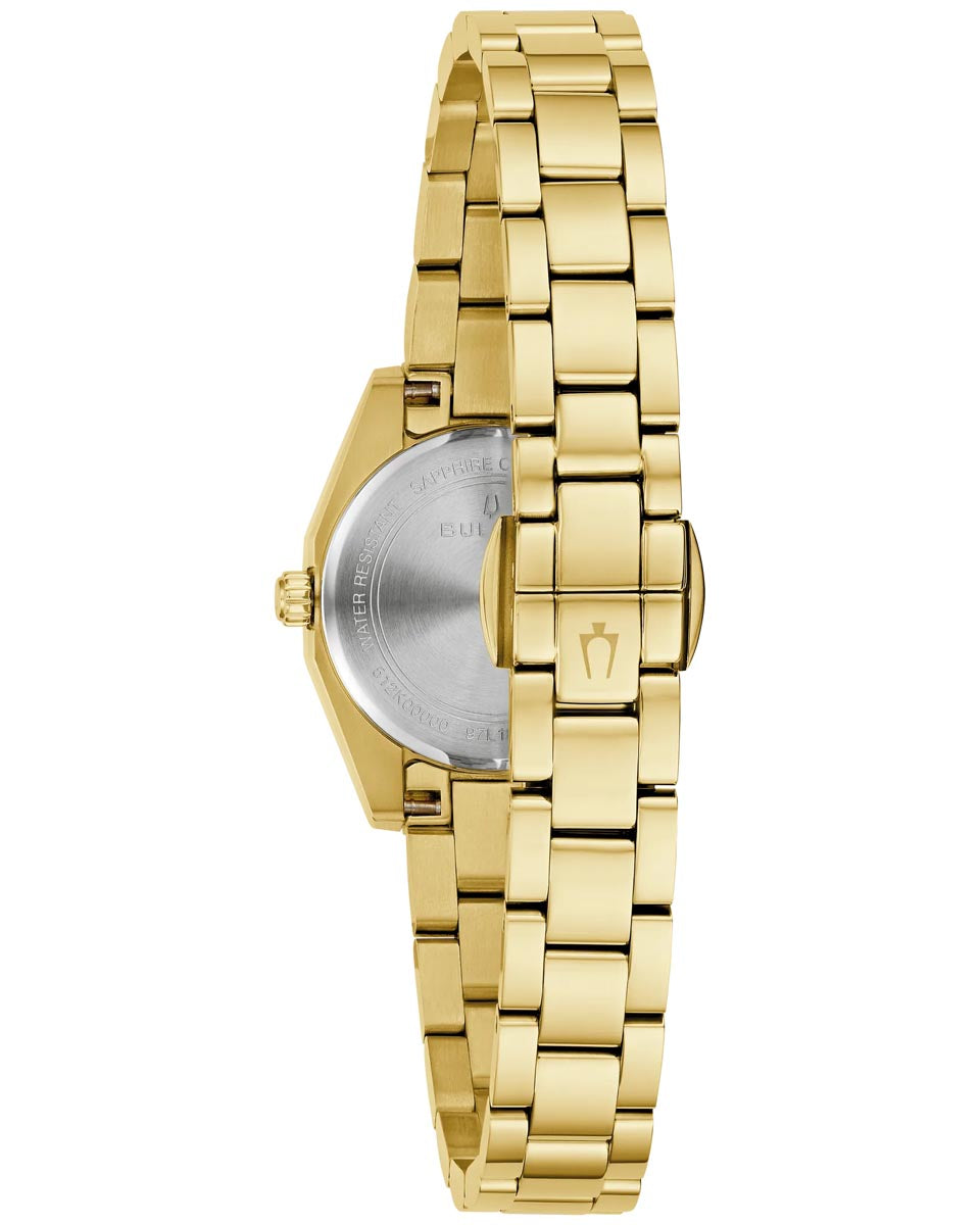 Bulova Surveyor Watch with Pink Dial and Yellow Stainless Steel Bracelet (22.7mm and quartz movement)