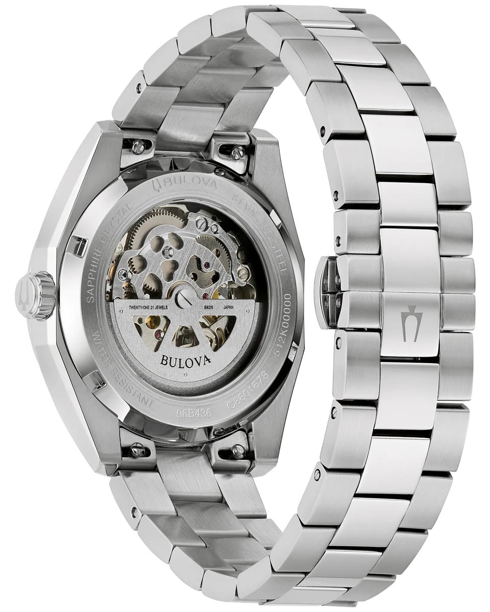 Bulova Surveyor Watch with Blue Dial and Stainless Steel Bracelet (39mm and automatic movement)