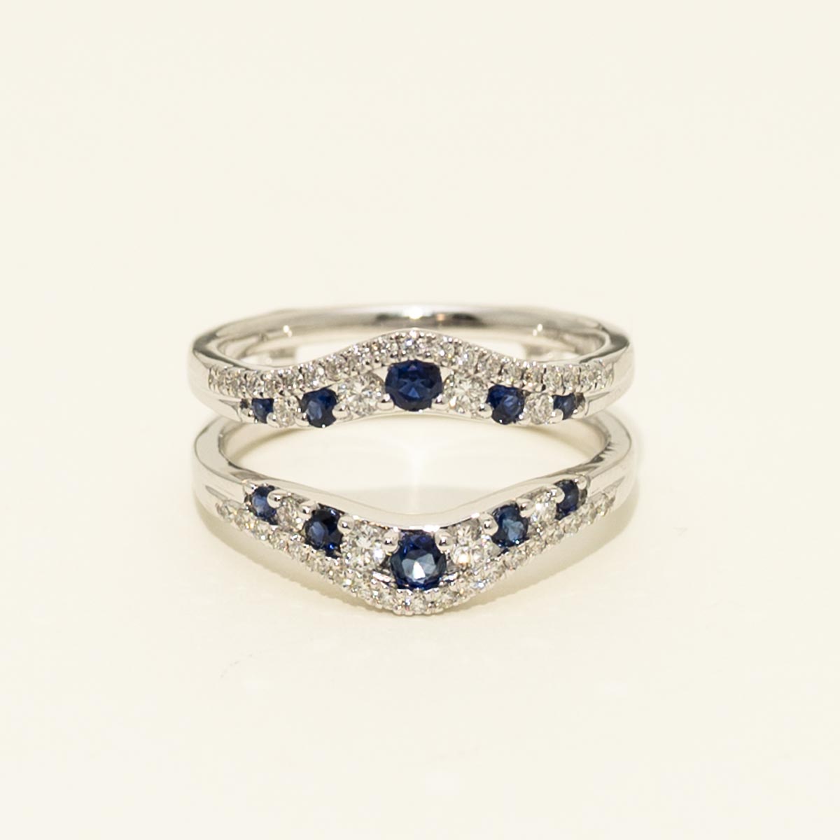 Diamond and Sapphire Curved Wedding Ring Insert in 14kt White Gold (3/8ct tw)
