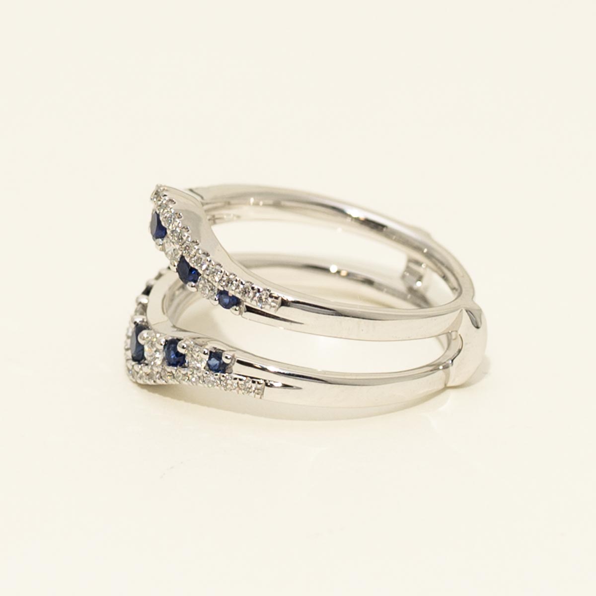 Diamond and Sapphire Curved Wedding Ring Insert in 14kt White Gold (3/8ct tw)