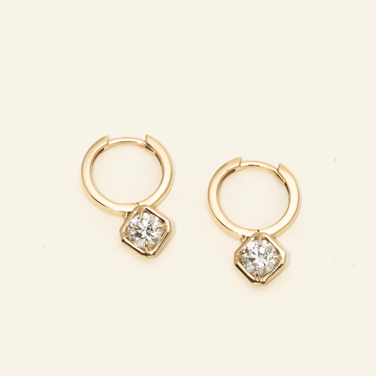 Lab Grown Diamond Square Drop Earrings in 14kt Yellow Gold (1ct tw)