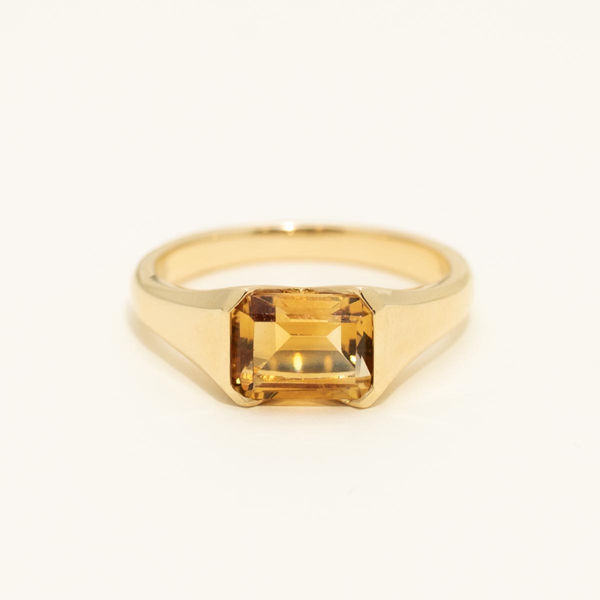 Madison L Essentials Emerald Cut Citrine Ring in 14kt Yellow Gold