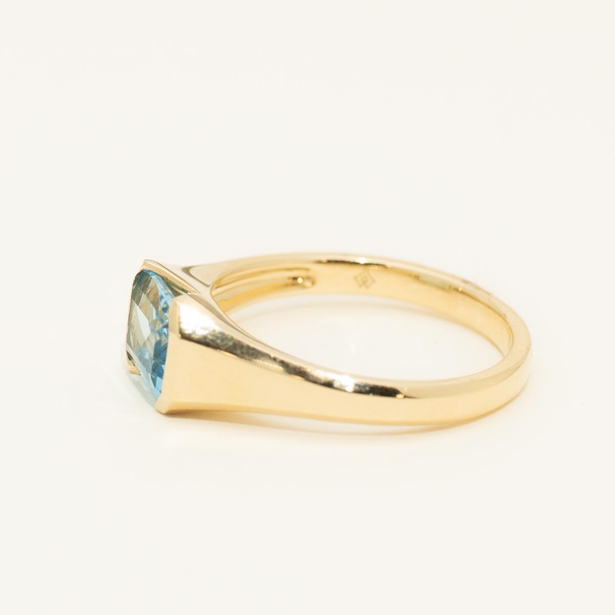 Madison L Essentials Emerald Cut Blue Topaz Ring in 14kt Yellow Gold