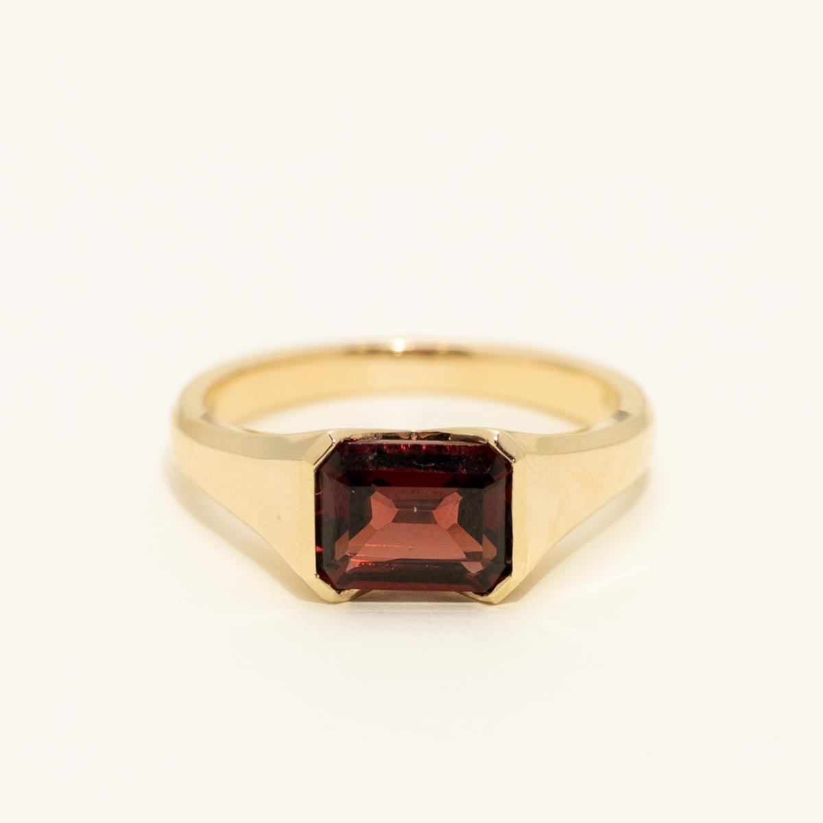 Madison L Essentials Emerald Cut Garnet Ring in 14kt Yellow Gold