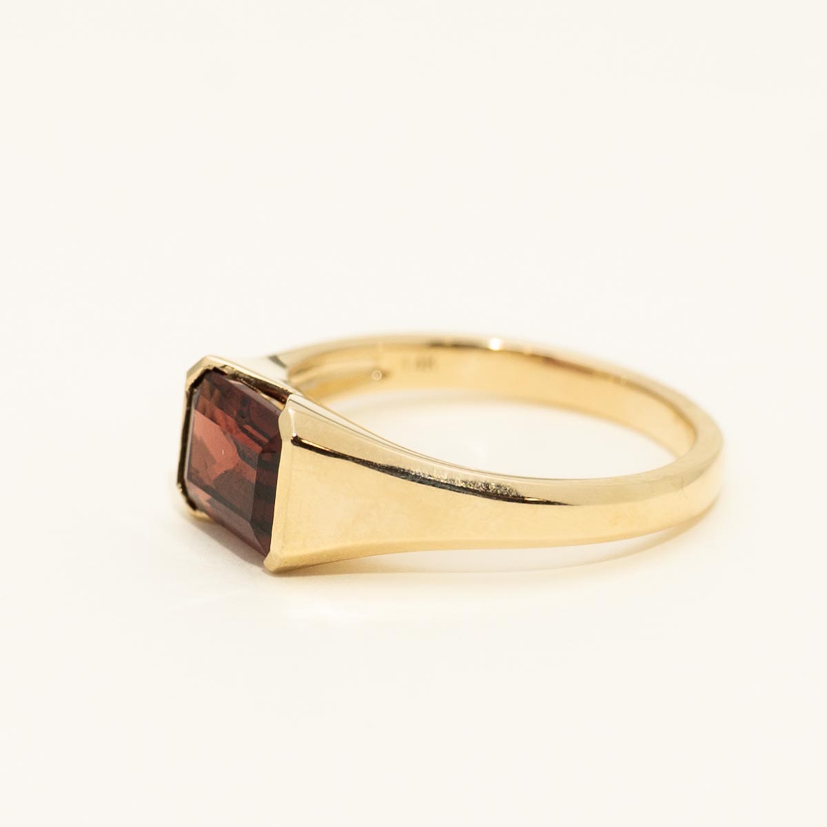 Madison L Essentials Emerald Cut Garnet Ring in 14kt Yellow Gold