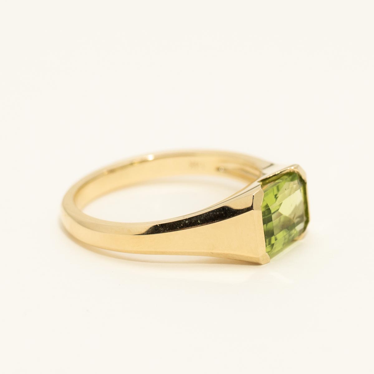 Madison L Essentials Emerald Cut Peridot Ring in 14kt Yellow Gold