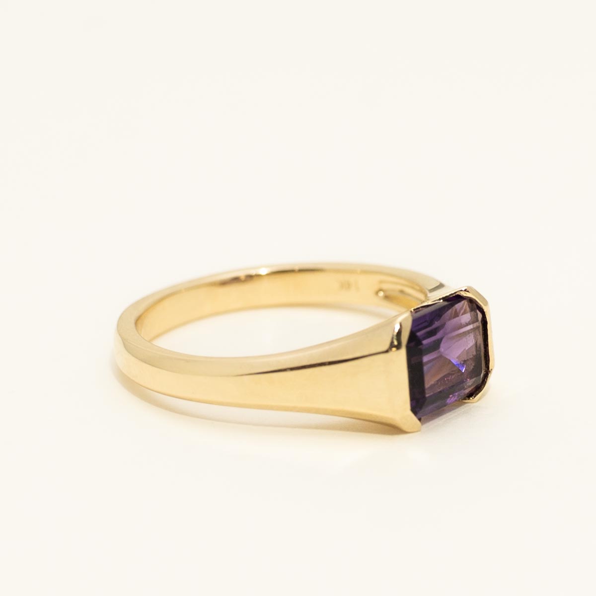 Madison L Essentials Emerald Cut Amethyst Ring in 14kt Yellow Gold