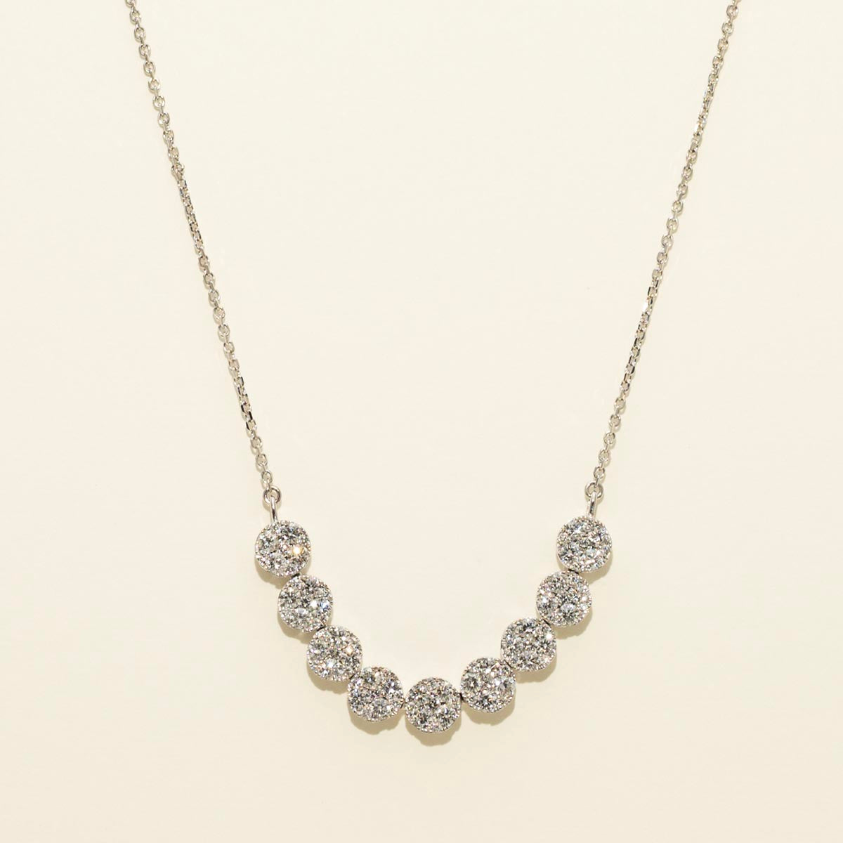Diamond Halo Station Necklace in 14kt White Gold (1 1/3ct tw)